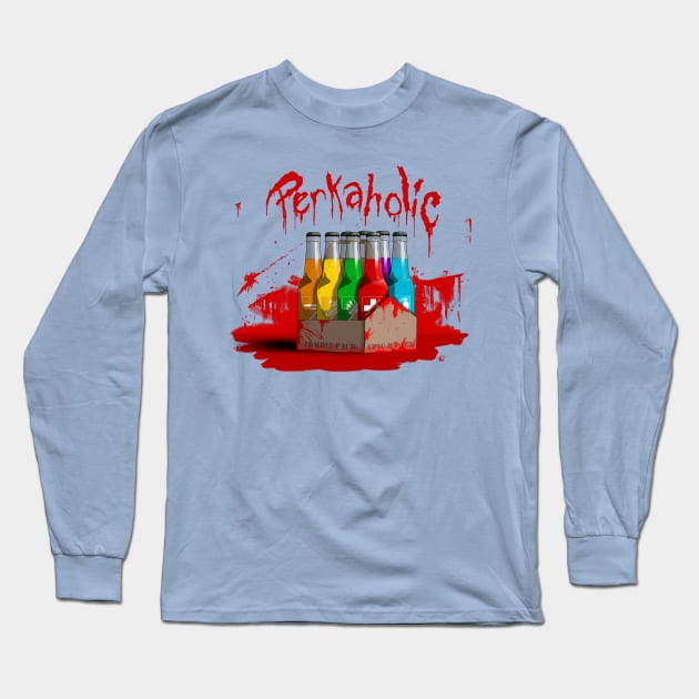 Zombie 8-Pack Bloodied Perkaholic on Light Blue Long Sleeve T-Shirt by LANStudios